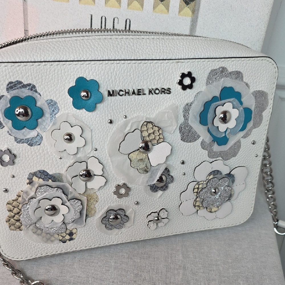 Michael Kos Jet Set Travel Floral Embellished Crossbody Bag - Picture 6 of 6